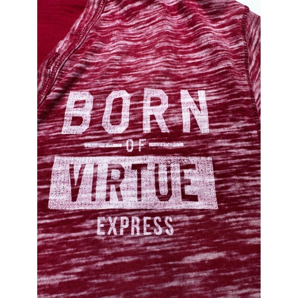 Express Born of Virtue Red Space Dye Henley T-Shirt Men's Medium Graphic Tee - Picture 3 of 6